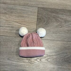 Charming Pink and Cream Kids Pom-Pom‎ Beanie